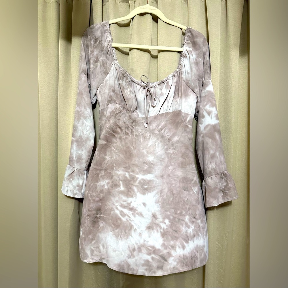 Lelis collection - brown/pink neutral tie dye dress